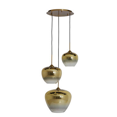 Hanglamp 3L Ø40x160 cm MAYSON glas goud-helder+goud