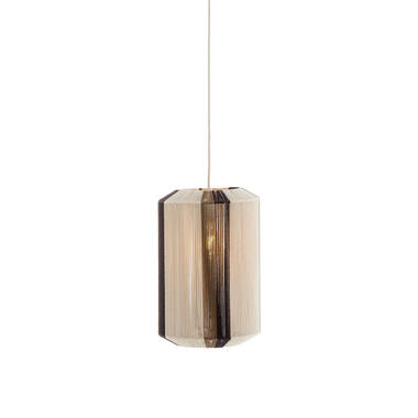 Hanglamp Ø30x46 cm KOZANA crème+donker bruin