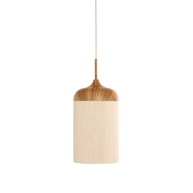 Hanging lamp Ø16x31 cm DANIA wood print natural+rope cream