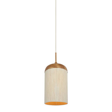 Hanglamp Ø27,5x52 cm DANIA hout print naturel+touw crème