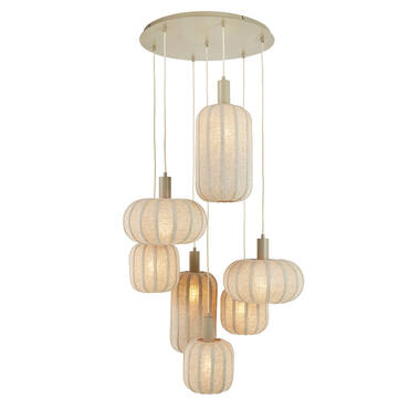 Hanging lamp 7L Ø53x104 cm TUFIA linen natural