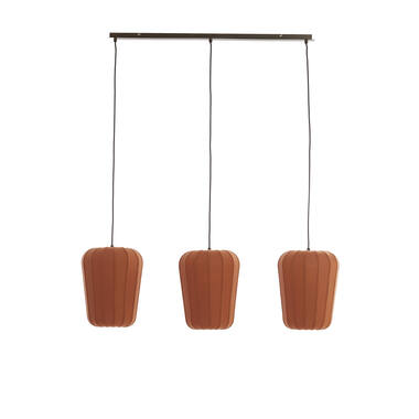 Hanglamp 3L 103x30x143 cm BIBURY hout print d bruin+terra