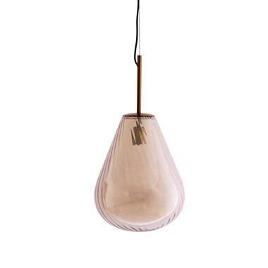 Hanging lamp Ø33x43 cm LEONA antique bronze+glass amber