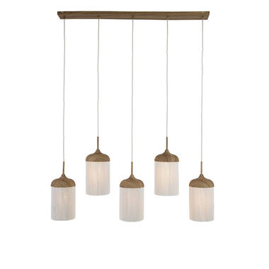 Hanging lamp 5L 117x10x27 cm DANIA wood prnt nat+rope cream