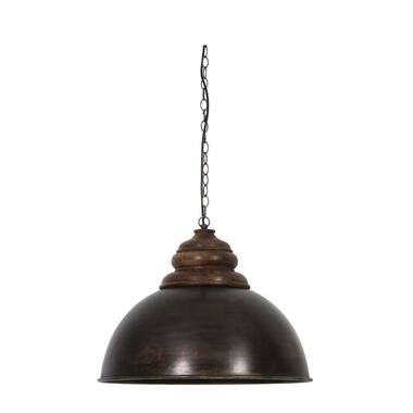 Hanging lamp Ø52x40 cm LEIA black zinc+top wood brown