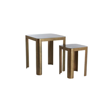 Bijzettafel S/2 30x30x40+45x45x50 cm OXE ant. br+smoke gl.