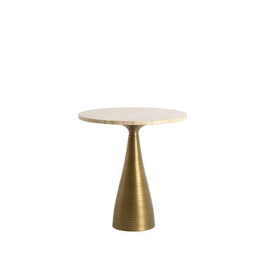 Side table Ø45x47 cm BAHIA sand travertine+antique bronze