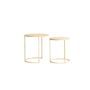 Side table S/2 Ø50x40+Ø52x46 cm SADAR sand+l brown spotted