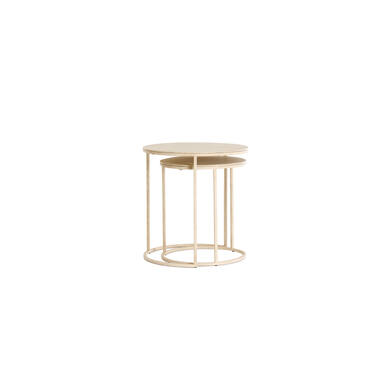 Side table S/2 Ø50x40+Ø52x46 cm SADAR sand+l brown spotted