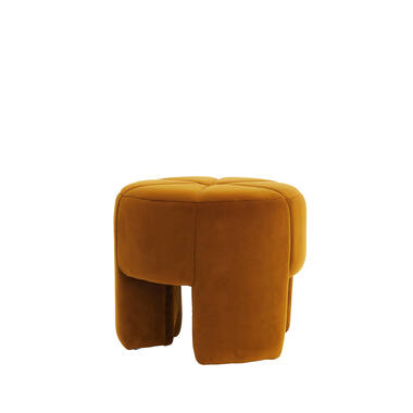 Pouf Ø51x45 cm BATOEMI velvet ocher yellow