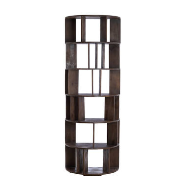 Wall cabinet open 76x37x212 cm LIMPYA wood matt dark russet