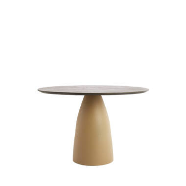 Eettafel Ø120x76 cm PALMIRA hout olie bruin+mat beige