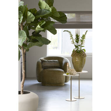 Side table S/2 Ø32x51+Ø35x54 cm LIA trav white+antique bronz