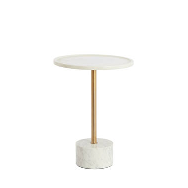 Bijzettafel Ø37x49 cm CIVITA marmer wit+antiek brons
