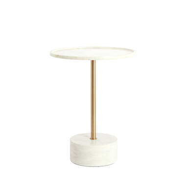 Side table Ø41x53 cm CIVITA marble white+antique bronze
