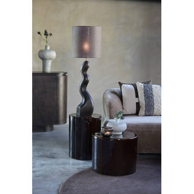 Side table Ø42x34 cm CHULILLA ceramics dark brown
