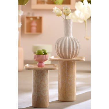 Side table 40x40x48 cm LUARCA ceramics light peach