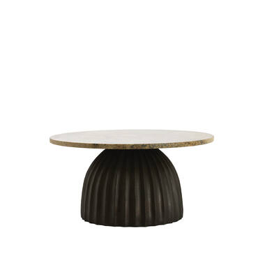 Side table Ø69x35 cm OBIDOS orange-grey marble+d brown