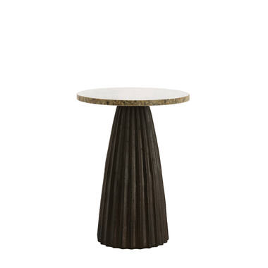 Side table Ø40x53,5 cm OBIDOS orange-grey marble+d brown