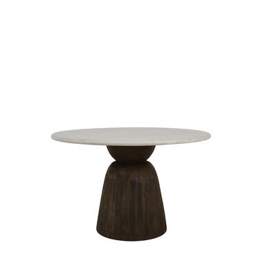 Dining table Ø120x76 cm SOY marble sand+mango wood choc brwn