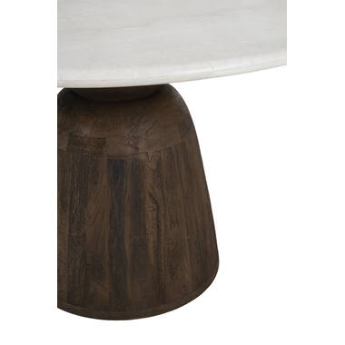Dining table Ø120x76 cm SOY marble sand+mango wood choc brwn