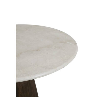 Dining table Ø140x76 cm SOY marble sand+mango wood choc brwn