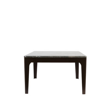 Side table 61x61x38 cm LEV marble dark brown+antique bronze