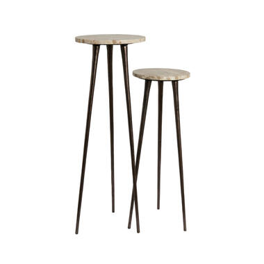 Pillar S/2 Ø30x84+Ø35x101,5 cm ZYN marble taupe+brown bronze
