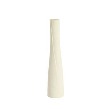 Vaas deco Ø12x55,5 cm SETIMMO keramiek mat crème