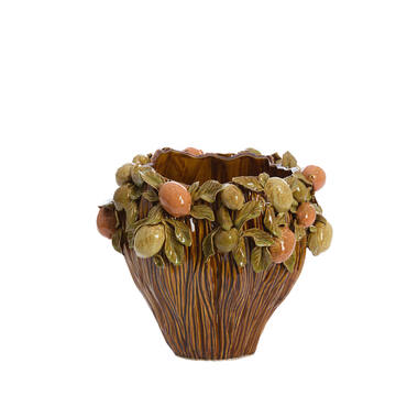Vase deco Ø38x33 cm LEMONI ceramics brown-orange+green