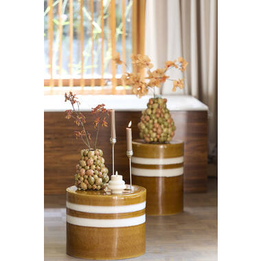 Vaas deco Ø14x15,5 cm CITRUS keramiek bruin-oranje+groen