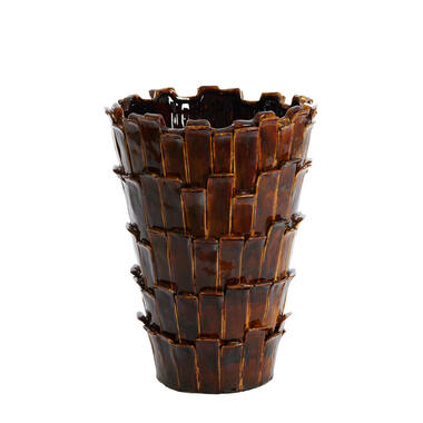 Vase deco Ø33x43 cm BANYA ceramics shiny dark brown