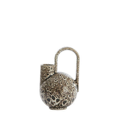 Vaas deco 16x15,5x26 cm SERRES keramiek crème+zwart