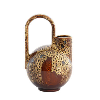 Vaas deco 16x15,5x26 cm SERRES keramiek dnkr bruin+crèm+ornj