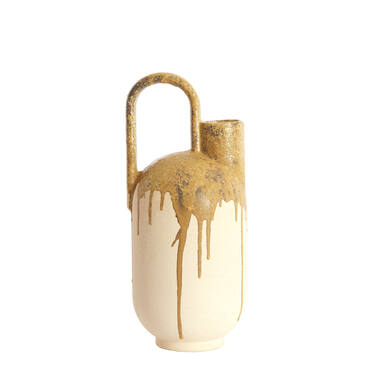 Vase deco 16,5x15,5x37 cm SERRES ceramics cream+olive green