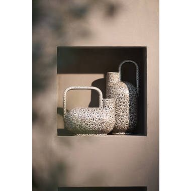 Vase deco 16,5x15,5x37 cm SERRES ceramics cream+black