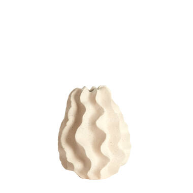 Vaas deco Ø22x26 cm NELANI keramiek mat crème
