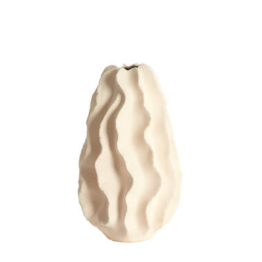 Vaas deco Ø22,5x37,5 cm NELANI keramiek mat crème