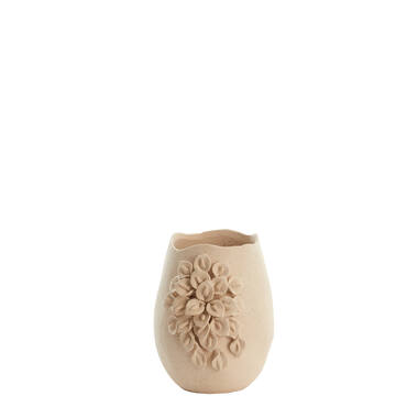 Vaas deco 23x20,5x26 cm AMIATA keramiek mat crème