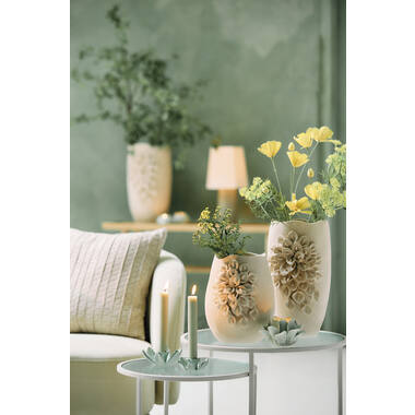Vaas deco 23x20,5x26 cm AMIATA keramiek mat crème