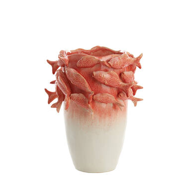 Vase deco 29x28x36,5 cm FISH ceramics coral+cream