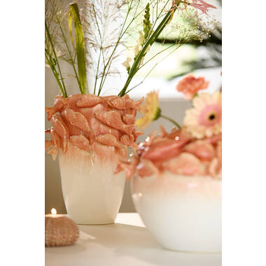 Vase deco 29x28x36,5 cm FISH ceramics coral+cream