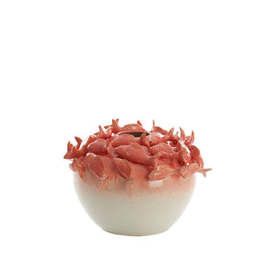 Vase deco Ø40x27 cm FISH ceramics coral+cream