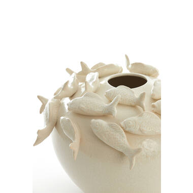 Vase deco Ø40x27 cm FISH ceramics cream