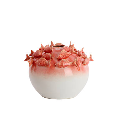 Vase deco Ø41,5x32 cm FISH ceramics coral+cream