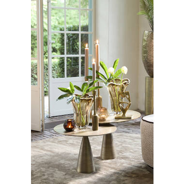 Vaas Ø26x32 cm KAZUNO glas transparant bruin-grijs+crème