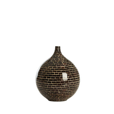 Vaas deco Ø22x25 cm ELORZA bamboe donker bruin+naturel