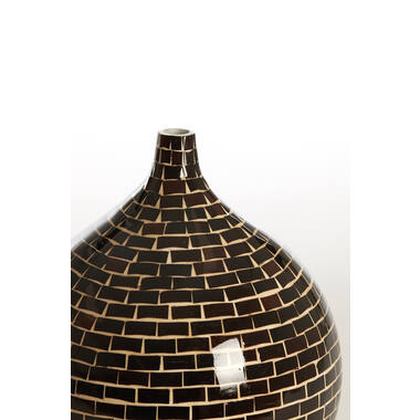 Vaas deco Ø22x25 cm ELORZA bamboe donker bruin+naturel