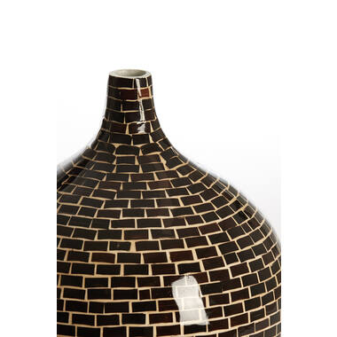 Vaas deco Ø28x35 cm ELORZA bamboe donker bruin+naturel