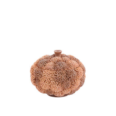 Deco box+deksel Ø20x15,5 cm CORAL perzik-licht bruin